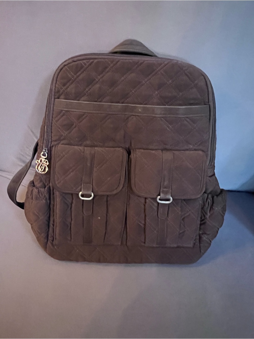 Vera Bradley Quilted Backpack in Dark Brown